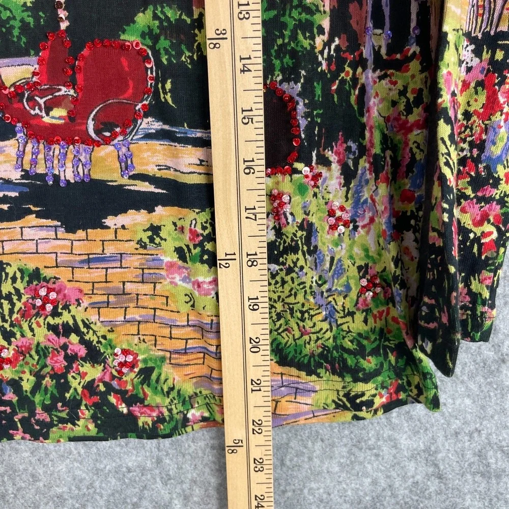 Vintage Take Two Y2K Top Womens Medium Tuscan Patio Scene Sequin Artsy Boho NWT - Picture 9 of 14